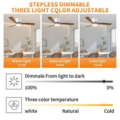 52 inch indoor black ceiling fan with LED light
