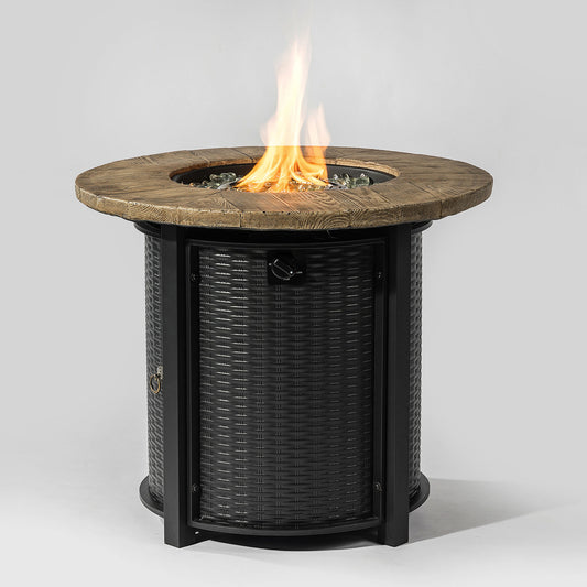 30inch Round Fire Pit Table Propane Fire Table with Lava Rocks