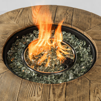 30inch Round Fire Pit Table Propane Fire Table with Lava Rocks