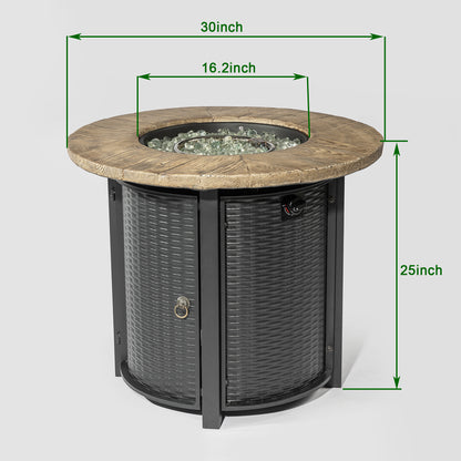 30inch Round Fire Pit Table Propane Fire Table with Lava Rocks