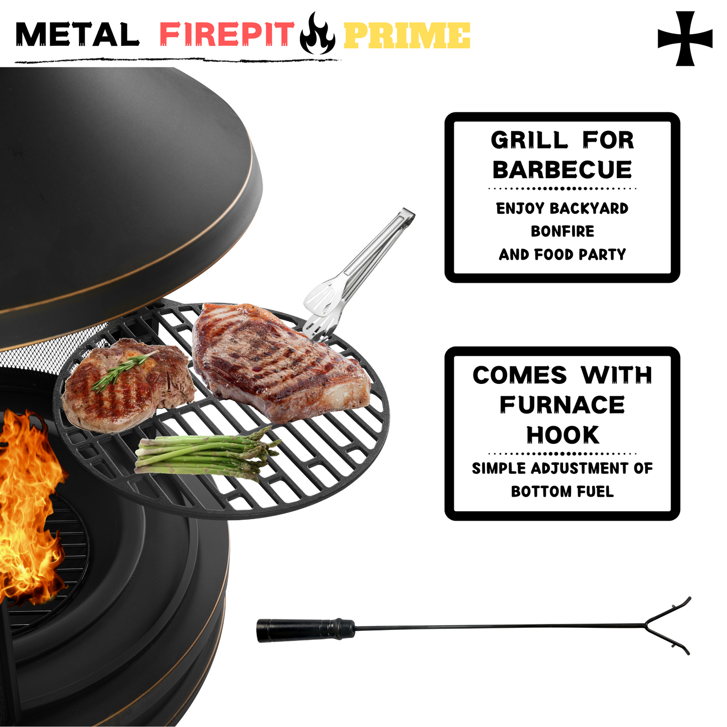 XOT035 Garden Metal Outdoor heating furnace for backyard 2 in 1 Fire Pit for Outdoor