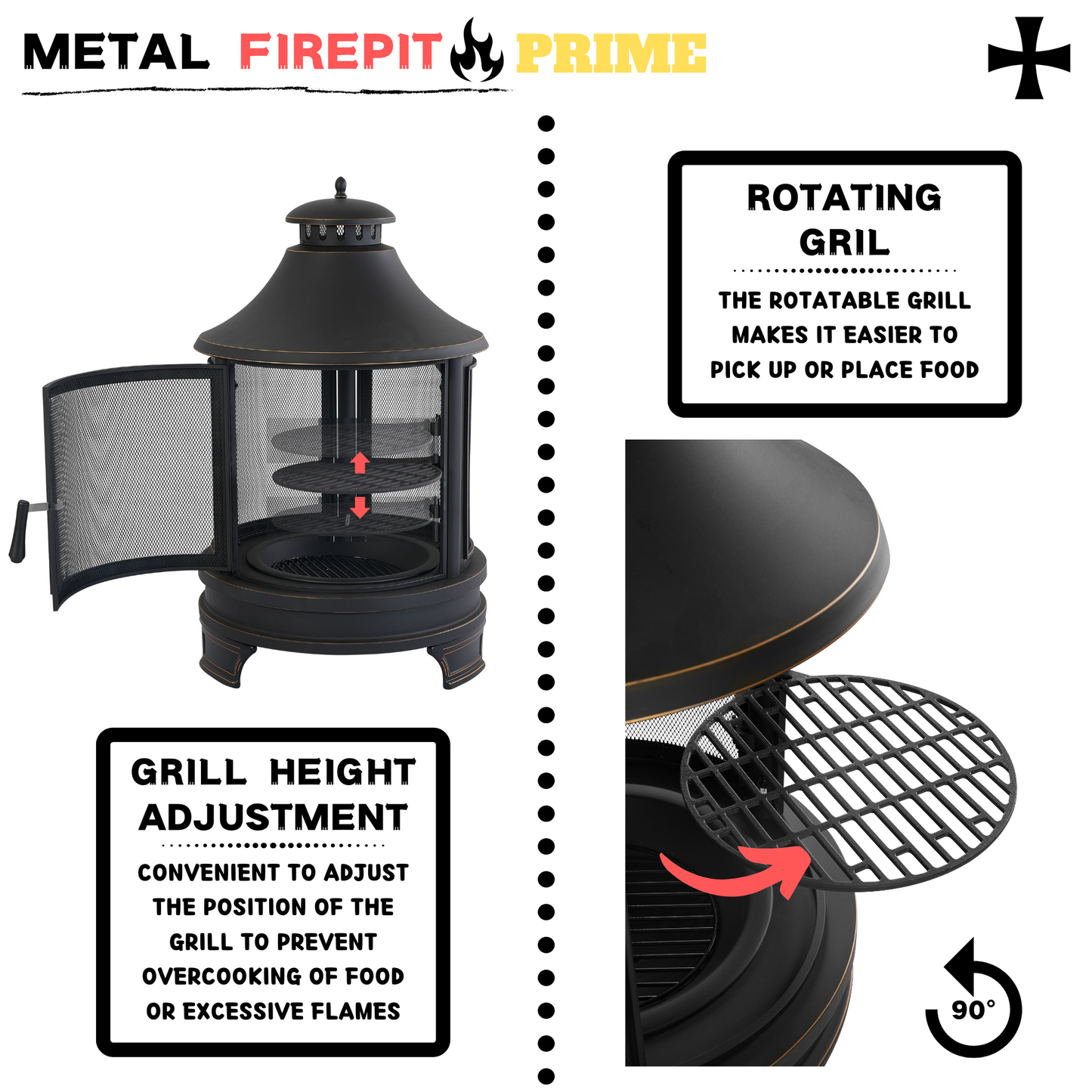 XOT035 Garden Metal Outdoor heating furnace for backyard 2 in 1 Fire Pit for Outdoor