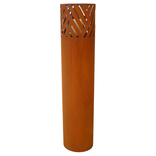 Lantern Column, Set of 2, Decorative Column for Garden in Rust Industrial Design, Lantern for Outdoor and Indoor, Lantern Including Candles, Oriental, 37 1/2+ 29 1/2 in