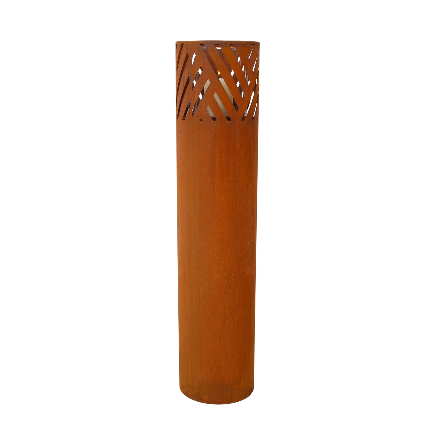 Lantern Column, Set of 2, Decorative Column for Garden in Rust Industrial Design, Lantern for Outdoor and Indoor, Lantern Including Candles, Oriental, 37 1/2+ 29 1/2 in