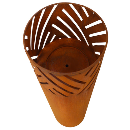 Lantern Column, Set of 2, Decorative Column for Garden in Rust Industrial Design, Lantern for Outdoor and Indoor, Lantern Including Candles, Oriental, 37 1/2+ 29 1/2 in