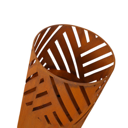 Lantern Column, Set of 2, Decorative Column for Garden in Rust Industrial Design, Lantern for Outdoor and Indoor, Lantern Including Candles, Oriental, 37 1/2+ 29 1/2 in