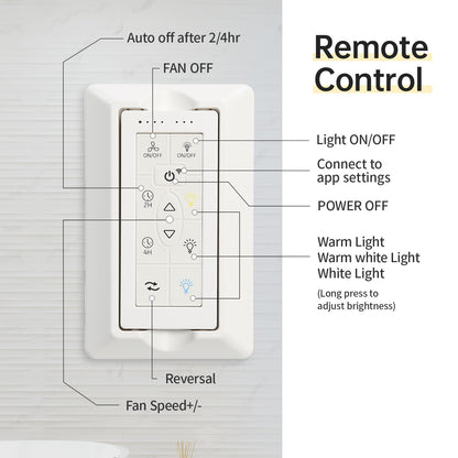 52 Inch Modern Ceiling Fan With Dimmable LED Light 5 Solid Wood Blades Smart Remote Control Reversible DC Motor