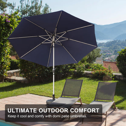 9FT Patio Umbrella, Outdoor Table Umbrella with Push Button Tilt and Crank, UV Protection Waterproof Market Sun Umbrella with 8 Sturdy Ribs for Garden, Deck, Backyard, Pool (Navy Blue)