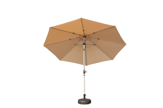 9FT Patio Umbrella, Outdoor Table Umbrella with Push Button Tilt and Crank, UV Protection Waterproof Market Sun Umbrella with 8 Sturdy Ribs for Garden, Deck, Backyard, Pool (Beige)