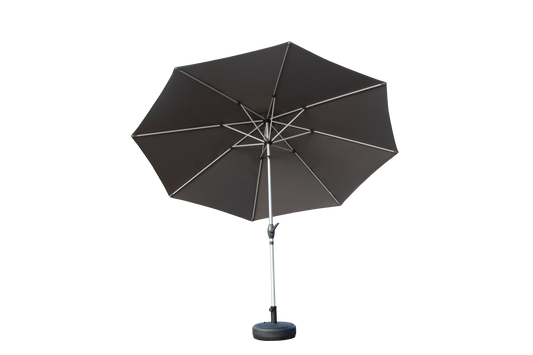 9FT Patio Umbrella, Outdoor Table Umbrella with Push Button Tilt and Crank, UV Protection Waterproof Market Sun Umbrella with 8 Sturdy Ribs for Garden, Deck, Backyard, Pool (Gray)