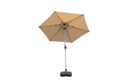 7.5FT Patio Umbrella, Outdoor Table Umbrella with Push Button Tilt and Crank, UV Protection Waterproof Market Sun Umbrella with 6 Sturdy Ribs for Garden, Deck, Backyard, Pool (Beige)