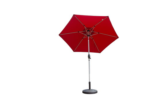 7.5FT Patio Umbrella, Outdoor Table Umbrella with Push Button Tilt and Crank, UV Protection Waterproof Market Sun Umbrella with 6 Sturdy Ribs for Garden, Deck, Backyard, Pool (Brick Red)