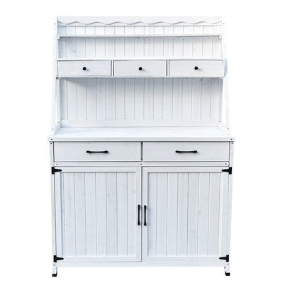 Outdoor Potting Bench Table, Tableside cabinet tool cabinet ,Wooden Gardening Table Tabletop and Storage Cabinet, Planting Table Garden Work Bench for Garden, Patio, Greenhouse