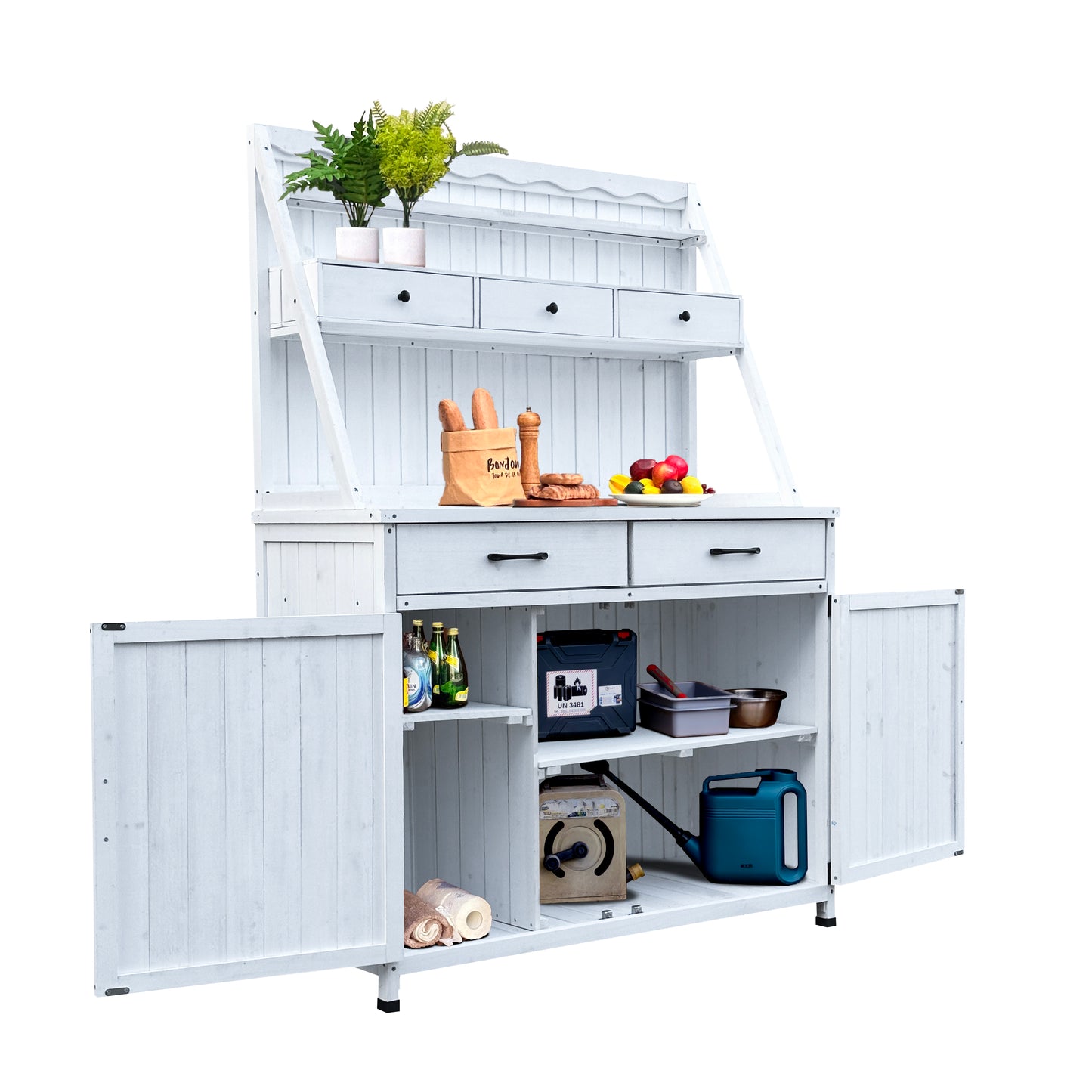 Outdoor Potting Bench Table, Tableside cabinet tool cabinet ,Wooden Gardening Table Tabletop and Storage Cabinet, Planting Table Garden Work Bench for Garden, Patio, Greenhouse