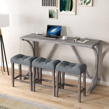 Bar Table Set with Power Outlet, Bar Table and Chairs Set, 4 Piece Dining Table Set, Industrial Breakfast Table Set, for Living Room, Dining Room, Game Room