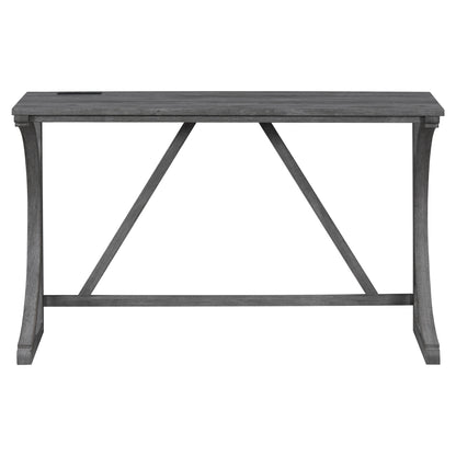 Bar Table Set with Power Outlet, Bar Table and Chairs Set, 4 Piece Dining Table Set, Industrial Breakfast Table Set, for Living Room, Dining Room, Game Room