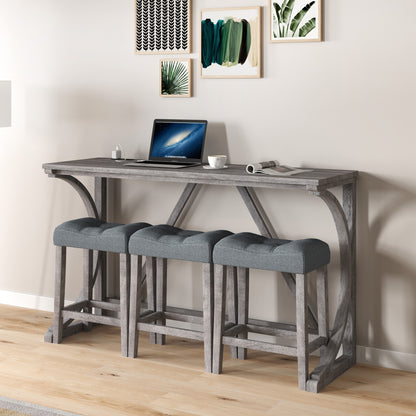 Bar Table Set with Power Outlet, Bar Table and Chairs Set, 4 Piece Dining Table Set, Industrial Breakfast Table Set, for Living Room, Dining Room, Game Room