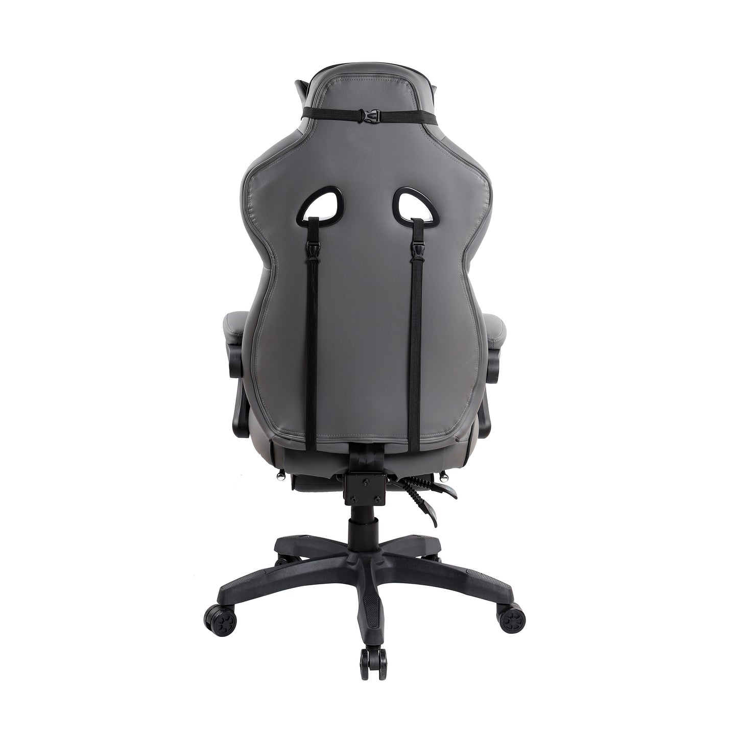 Gaming Racing Style Fully Reclining Executive Office Chair with Footrest, Black & Grey