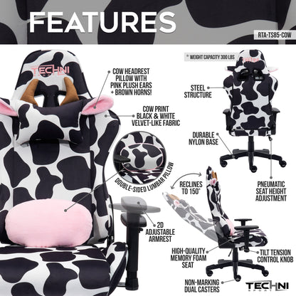 TS85 COW Print LUXX Series Gaming Chair