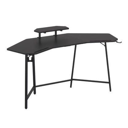 Techni Sport TS98D Gaming Desk with Shelf & Accessory Holders, Black