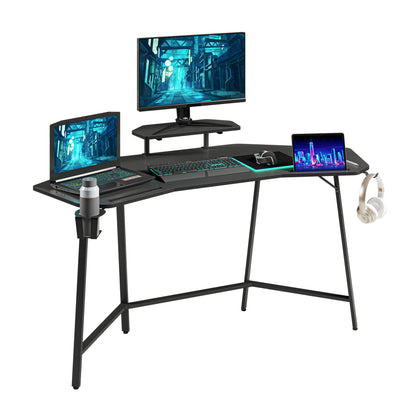 Techni Sport TS98D Gaming Desk with Shelf & Accessory Holders, Black