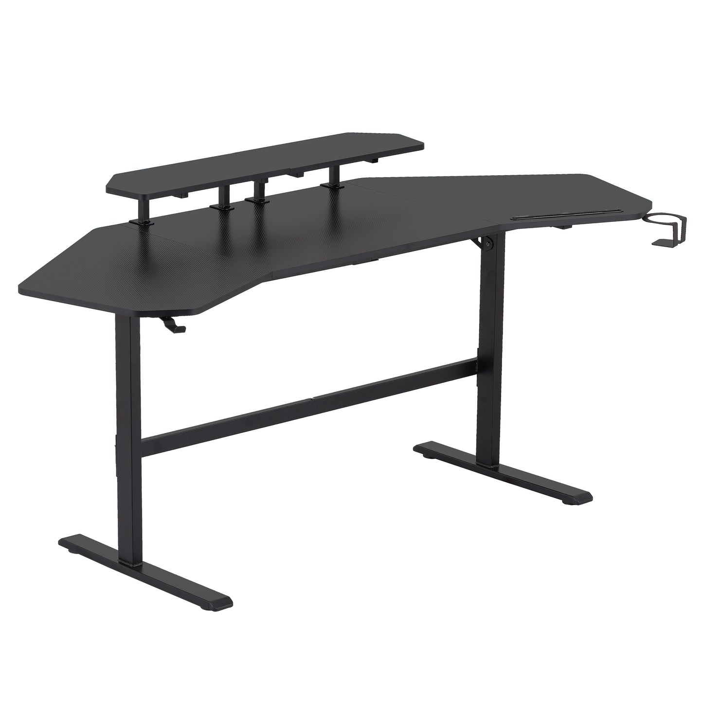 Techni Sport TS911D Gaming Desk with Shelves & Accessory Holder, Black