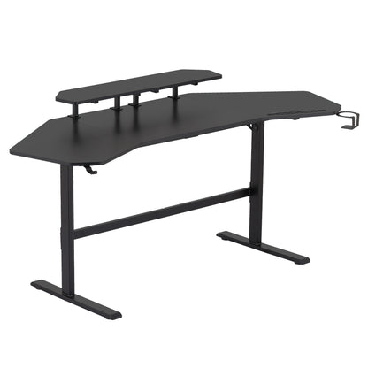 Techni Sport TS911D Gaming Desk with Shelves & Accessory Holder, Black