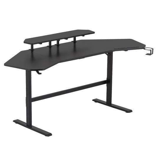 Techni Sport TS911D Gaming Desk with Shelves & Accessory Holder, Black