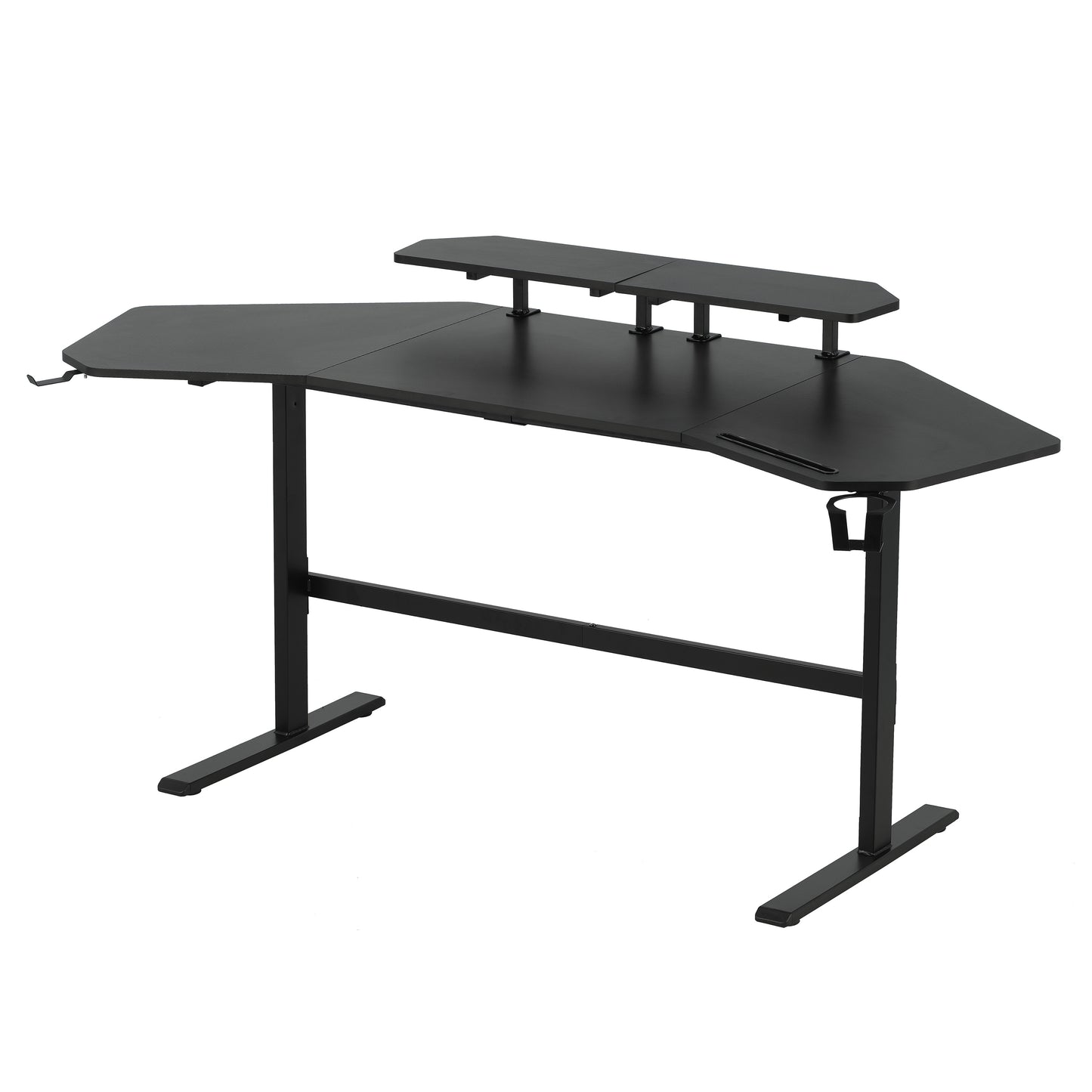 Techni Sport TS911D Gaming Desk with Shelves & Accessory Holder, Black
