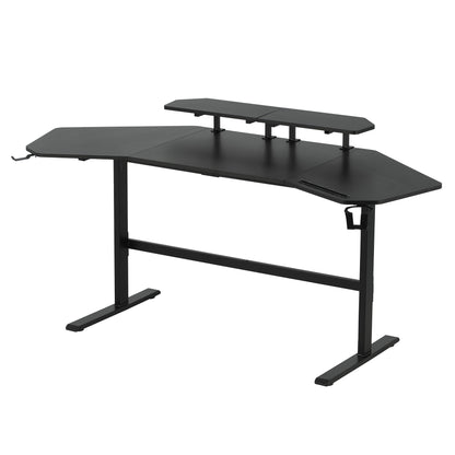 Techni Sport TS911D Gaming Desk with Shelves & Accessory Holder, Black