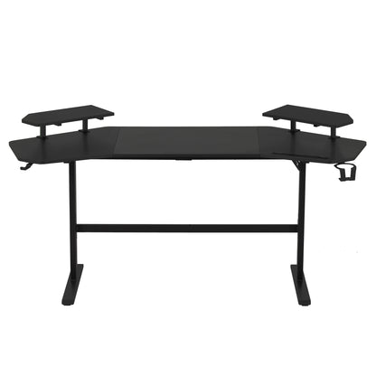 Techni Sport TS911D Gaming Desk with Shelves & Accessory Holder, Black