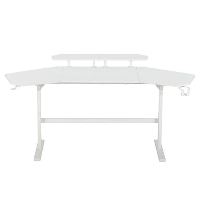 Techni Sport TS911D Gaming Desk with Shelves & Accessory Holder, White