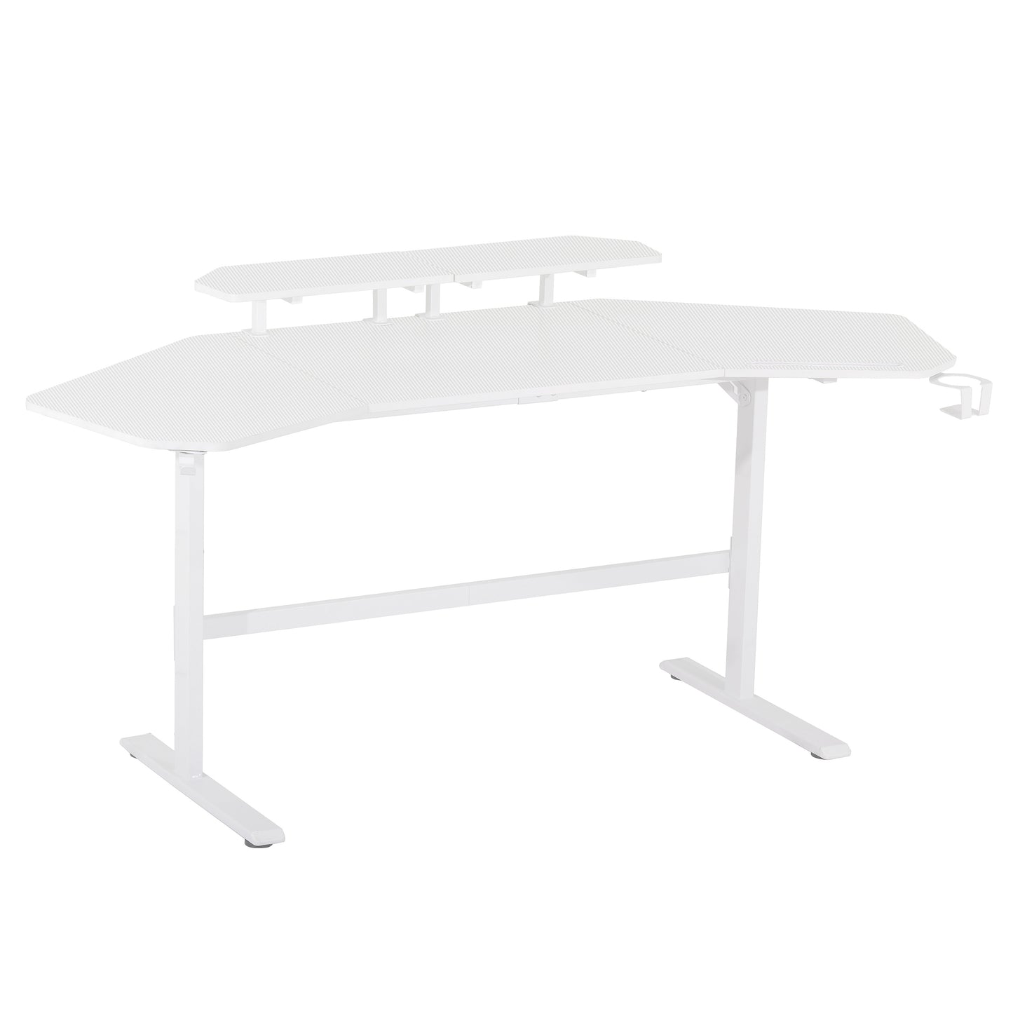 Techni Sport TS911D Gaming Desk with Shelves & Accessory Holder, White