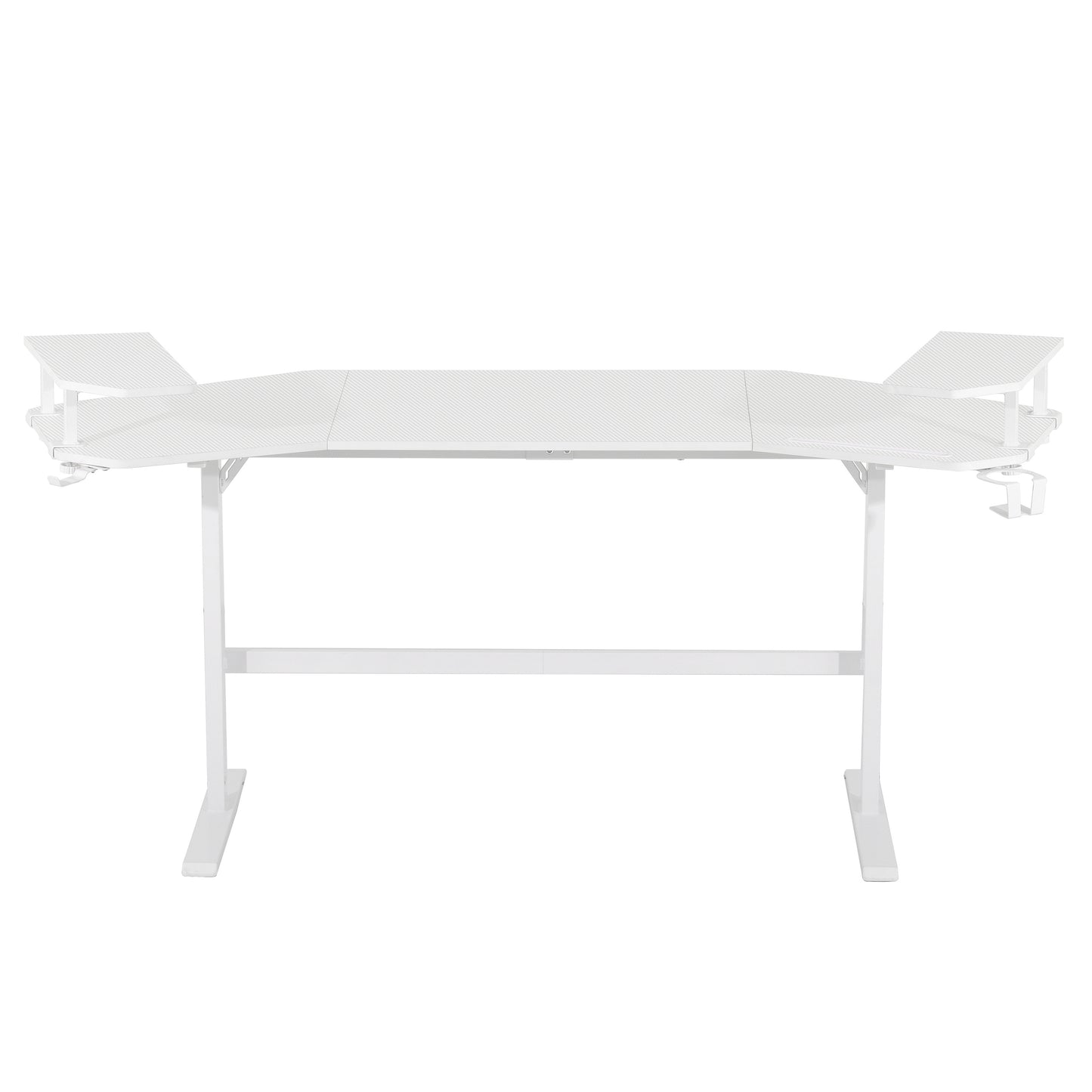 Techni Sport TS911D Gaming Desk with Shelves & Accessory Holder, White