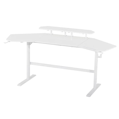 Techni Sport TS911D Gaming Desk with Shelves & Accessory Holder, White