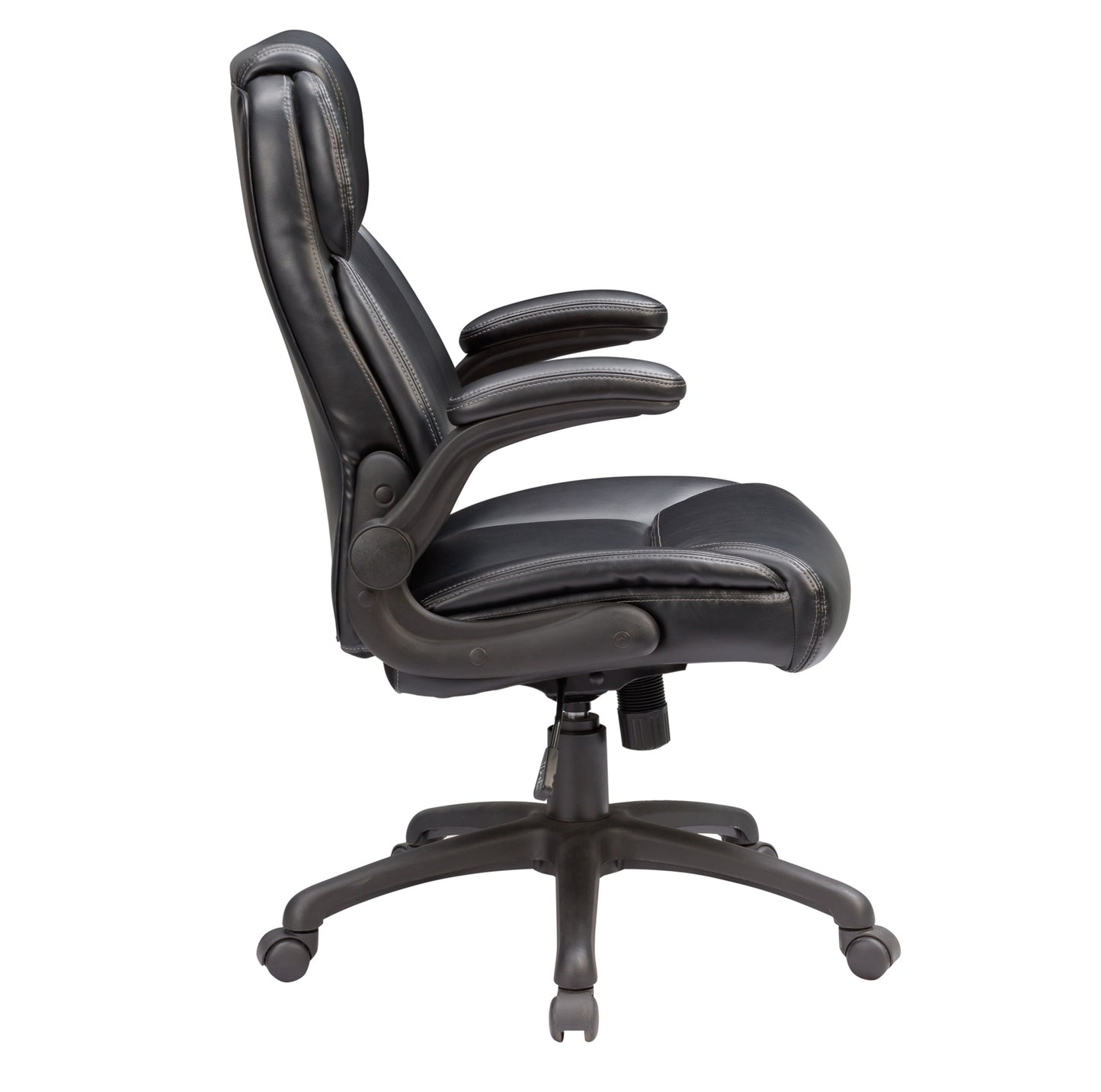 Adjustable Bonded Leather Office Chair with Butterfly Mechanism, 360 Degree Swivel Armchair for Study, Office, Gaming, Black