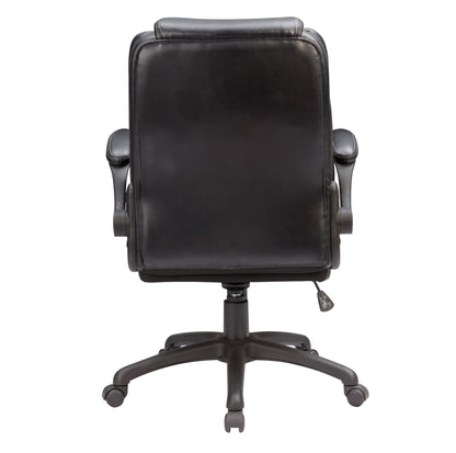 Adjustable Bonded Leather Office Chair with Butterfly Mechanism, 360 Degree Swivel Armchair for Study, Office, Gaming, Black