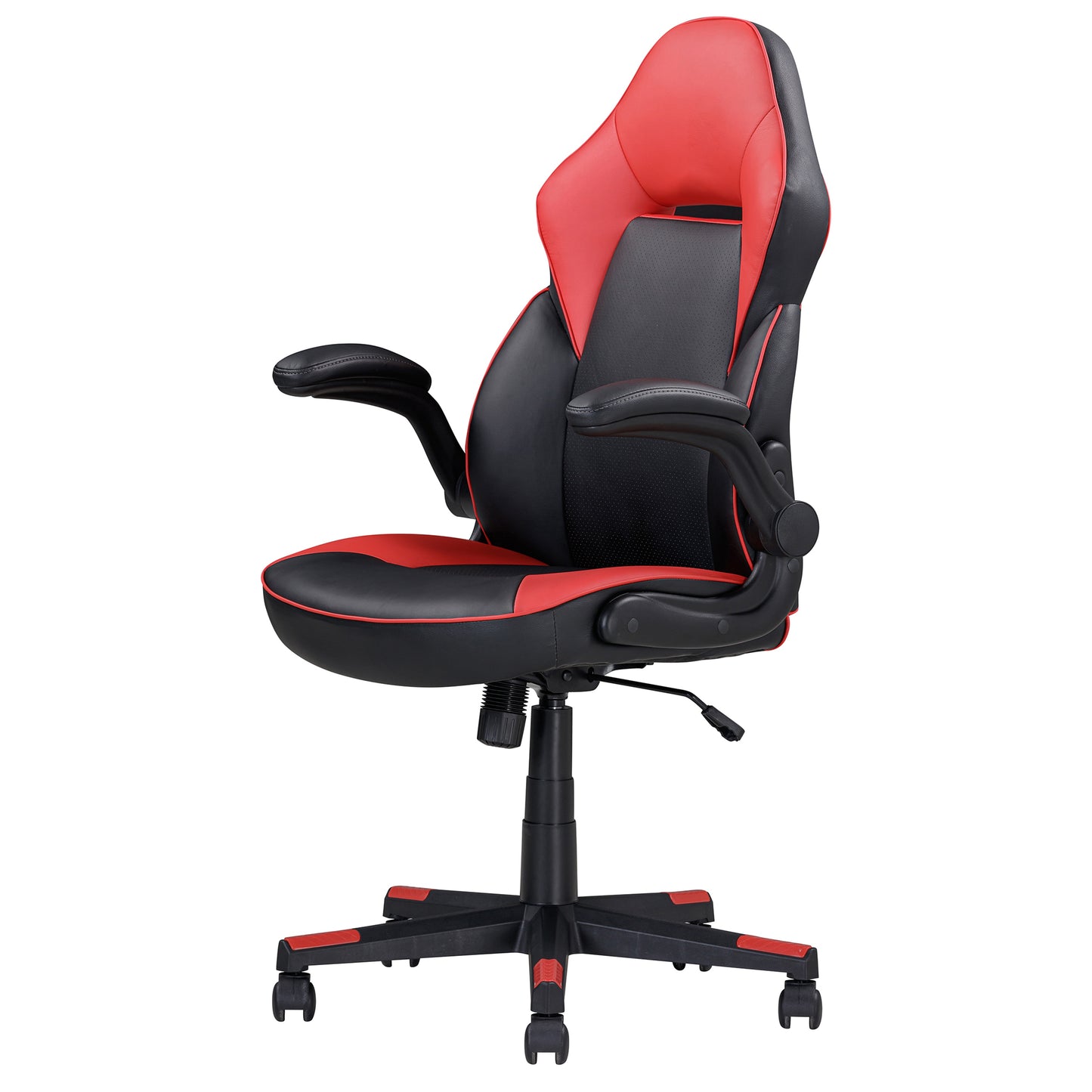 Adjustable Faux Leather Ergonomic Gaming Chair, Computer Desk/Office Chair, Black/Red