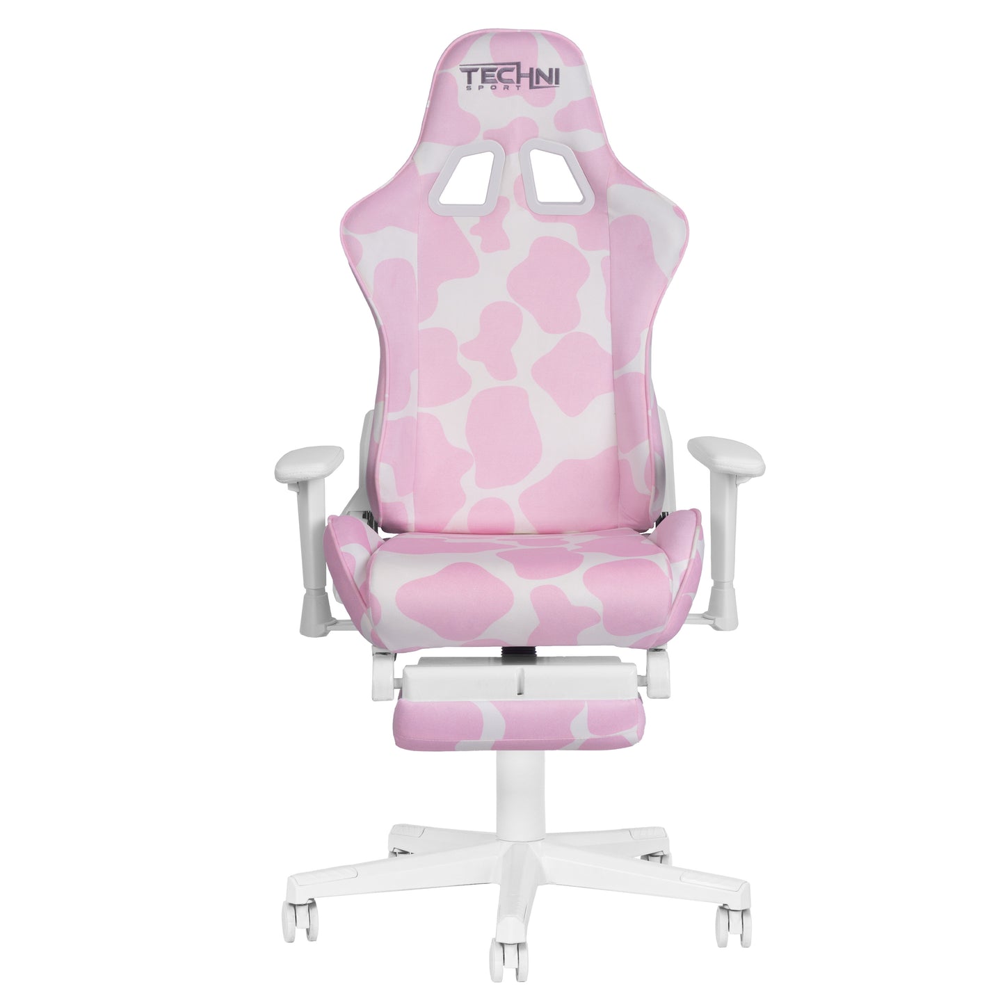 TS87 Pink COW Series Gaming Chair with Footrest