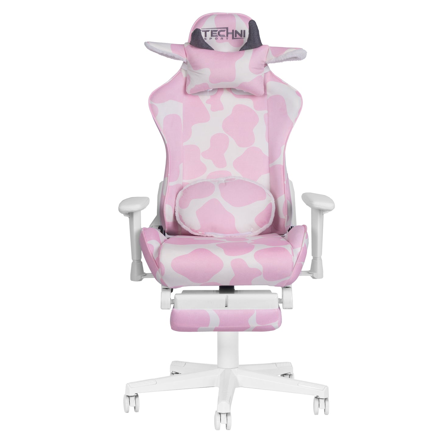 TS87 Pink COW Series Gaming Chair with Footrest