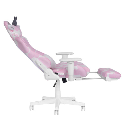 TS87 Pink COW Series Gaming Chair with Footrest