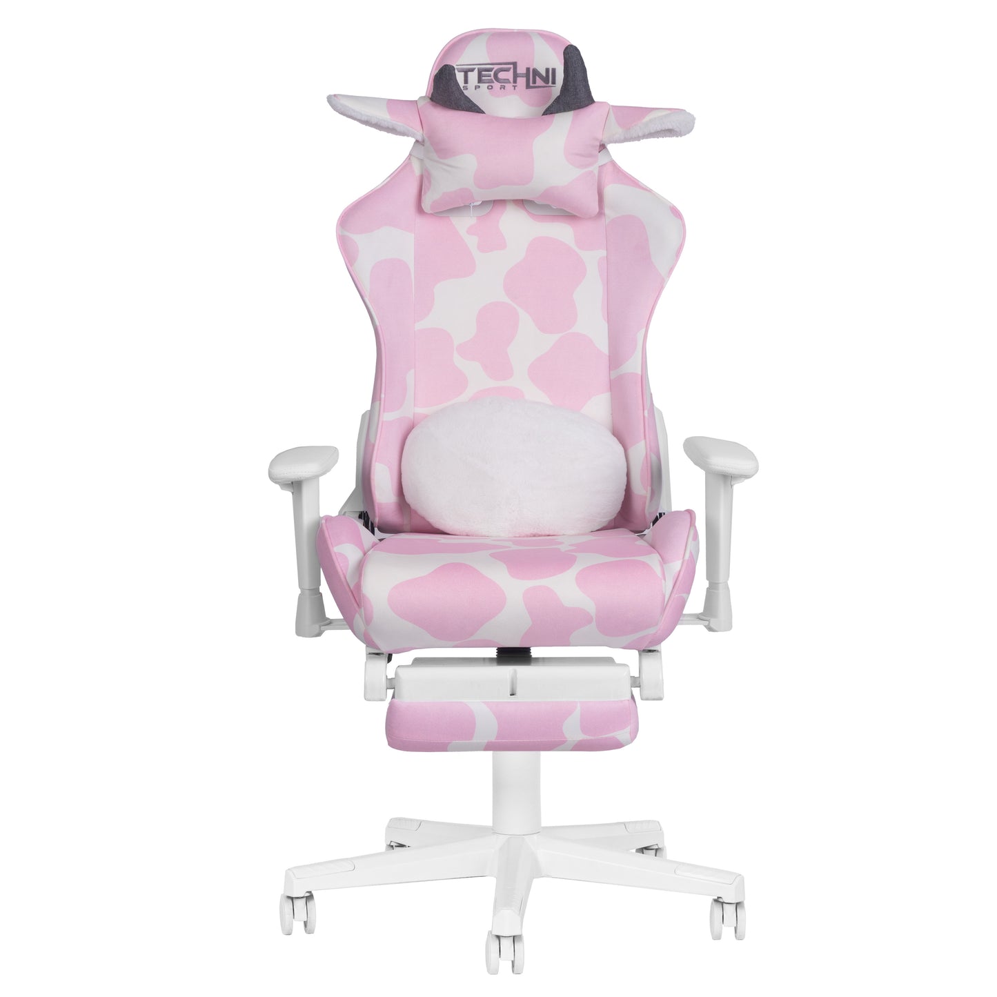TS87 Pink COW Series Gaming Chair with Footrest