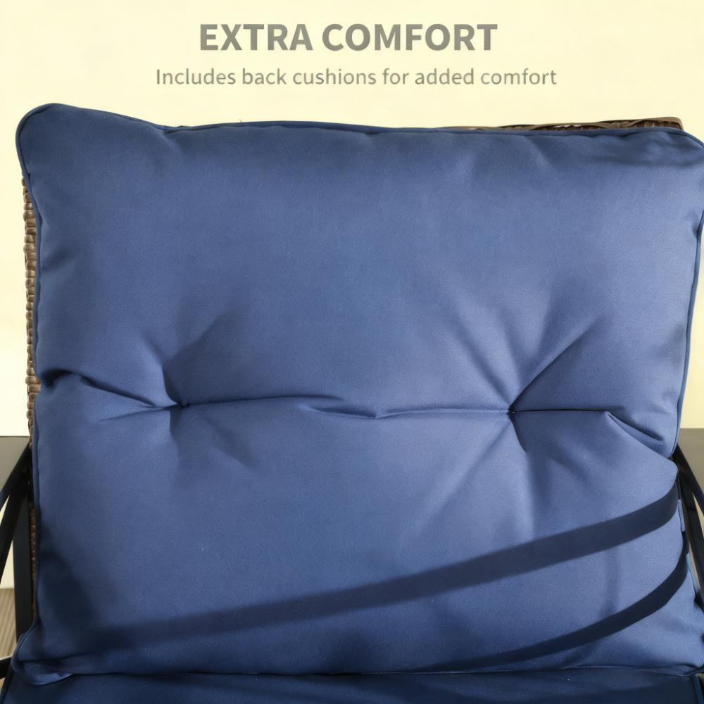 Rocking Set, Outdoor Wicker Patio Conversation Set with Rockers, Table, Cushions