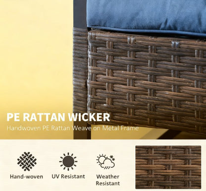 Rocking Set, Outdoor Wicker Patio Conversation Set with Rockers, Table, Cushions