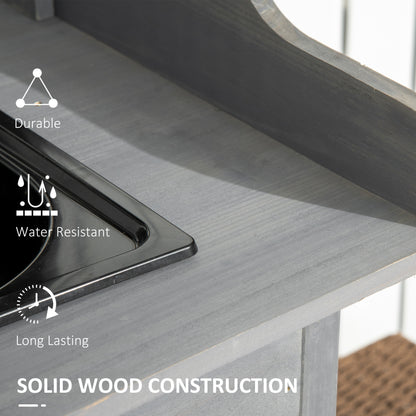 Outdoor Work Bench Table,Potting Bench Table with Sink,with Storage Cabinet,Hooks,Removable Sink,Faucet and Drawer