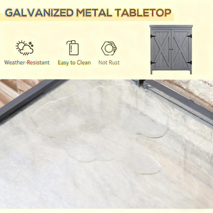 Tool Shed,Outdoor Storage Cabinet,with Galvanized Top and Two Shelves for Yard Tools or Pool Accessories