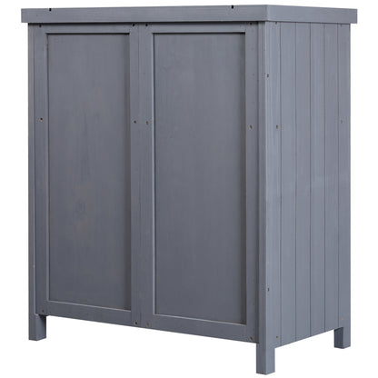 Tool Shed,Outdoor Storage Cabinet,with Galvanized Top and Two Shelves for Yard Tools or Pool Accessories