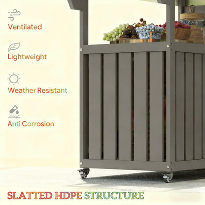 Convenient Outdoor Table Top,Outdoor Bar Cart with Storage,Wheeled Kitchen Island for Food Prep