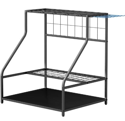 Garden Tool Organizer,3-Tier Yard Tool Storage Rack,with Hooks for Long-Handled,Broom,Shovel