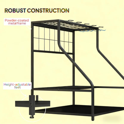 Garden Tool Organizer,3-Tier Yard Tool Storage Rack,with Hooks for Long-Handled,Broom,Shovel
